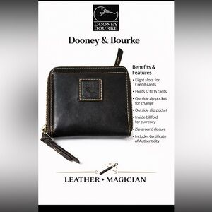 Dooney & Bourke Black Leather Zip Wallet Vintage w/COA